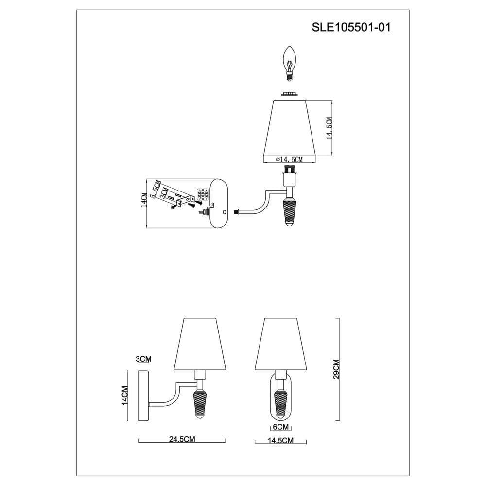 Evoluce SLE105501-01 Светильник настенный Никель/Белый E14 1*40W — миниатюра 2