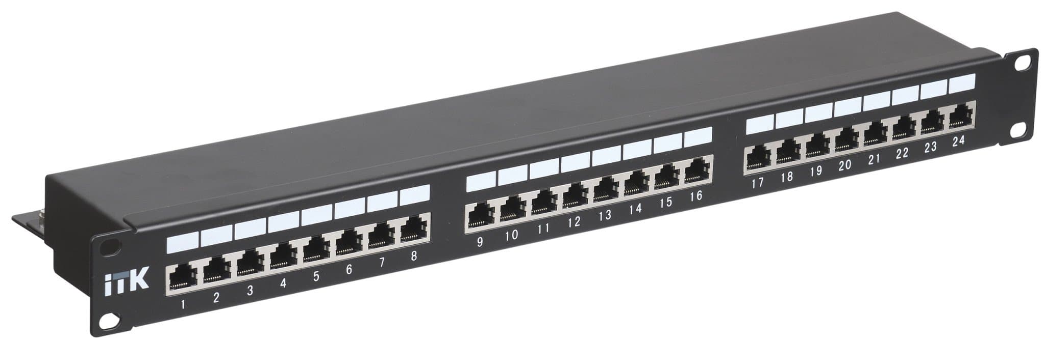 IEK ITK 1U патч-панель кат.5Е STP, 24 порта (Dual), с кабельным органайзером PP24-1UC5ES-D05
