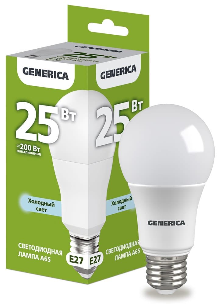 IEK GENERICA Лампа LED A65 груша 25Вт 230В 6500К E27 LL-A65-25-230-65-E27-G