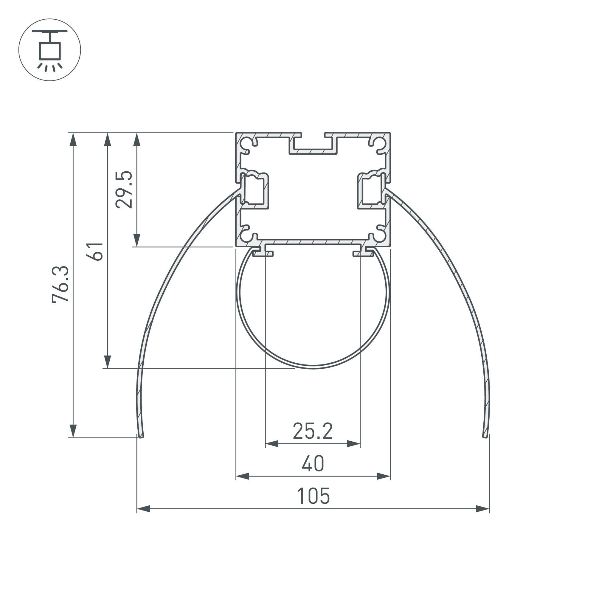 Arlight Профиль ARH-POWER-W154-COMFORT-2000 ANOD (Алюминий) 036343 — миниатюра 4