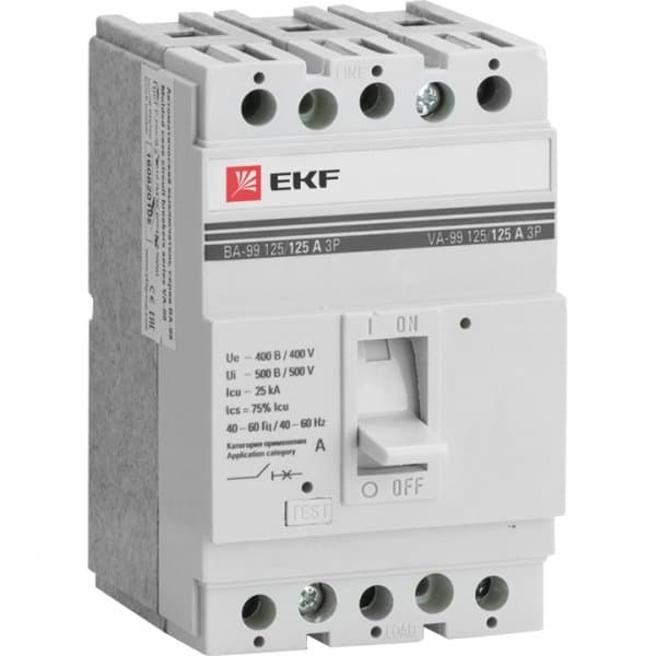 EKF PROxima Автоматический выключатель ВА-99 125/ 63А 3P 25кА mccb99-125-63 — миниатюра 1