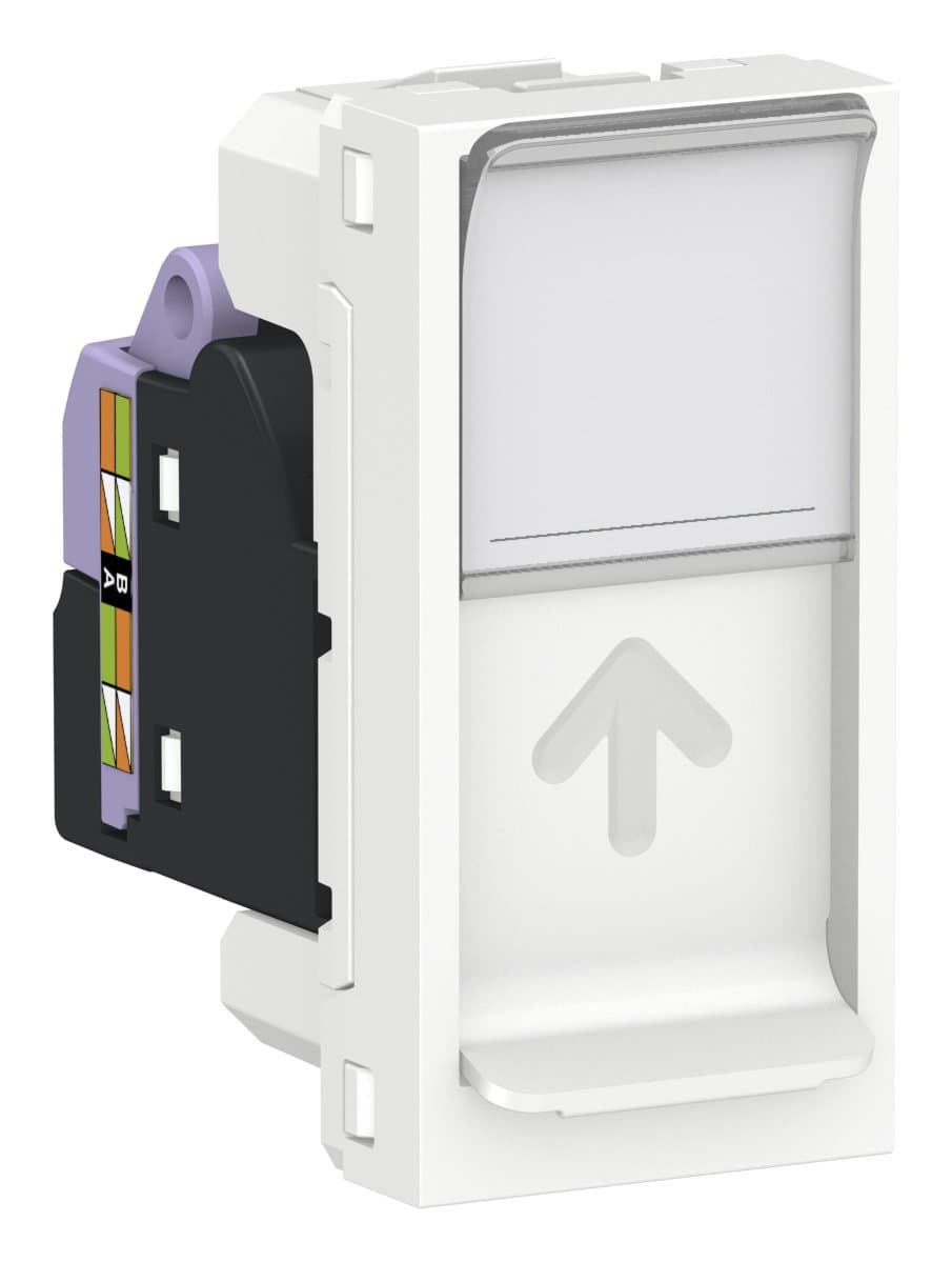 SE Unica Modular Бел Розетка компьютерная, RJ45, одиночная кат. 6 STP, 1 модуль NU341618 — миниатюра 2