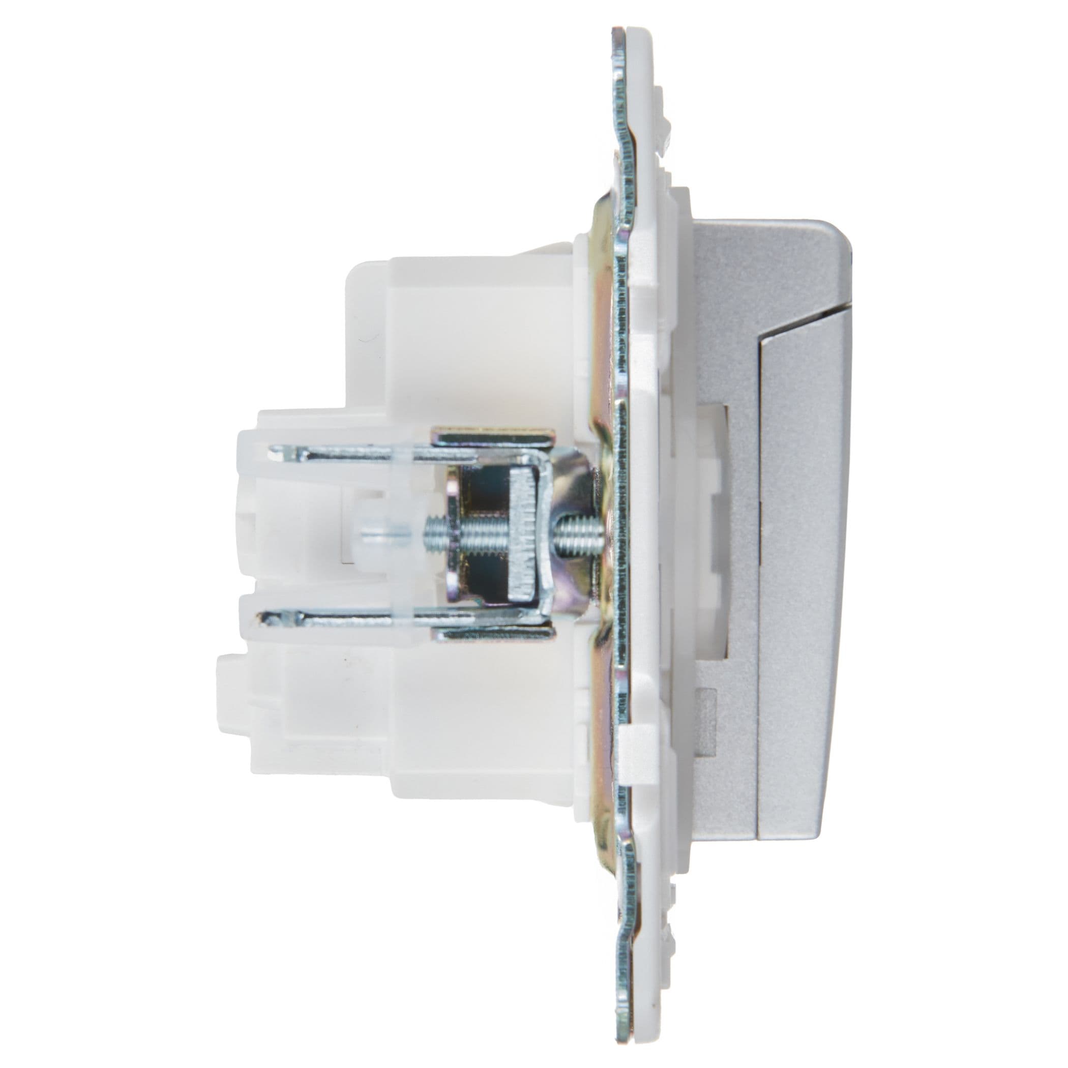 IEK SKANDY Серебряный Розетка с/з с защитными шторками и крышкой 16А IP44 SK-R11S — миниатюра 4