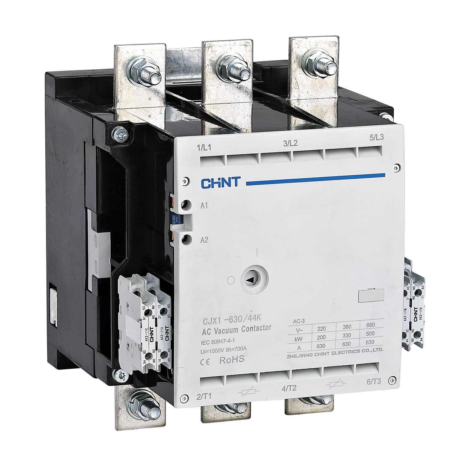 CHINT Контактор вакуумный CJX1-630/44K 630А(АС3) 4НО+4НЗ AC/DC 380В 50/60Гц