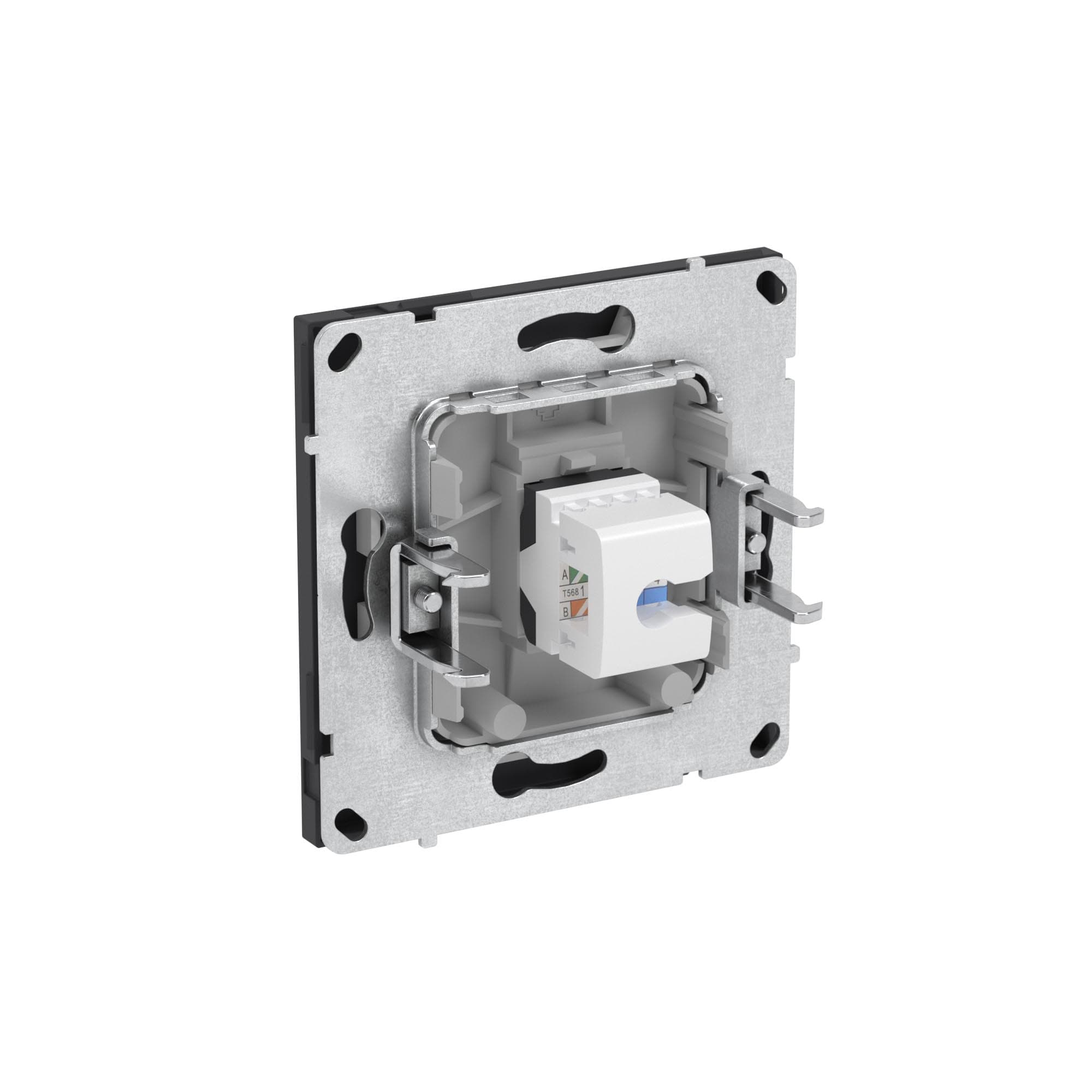 DKC KANT Компьютерная розетка RJ-45 без шторки, кат.5е одинарная, черный уголь — миниатюра 5