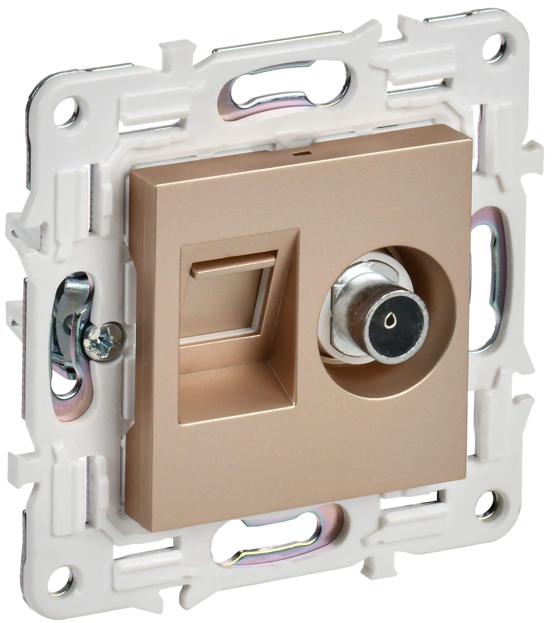 IEK SKANDY Песочный Розетка двойная TV+RJ45 кат.5E SK-A14Sa