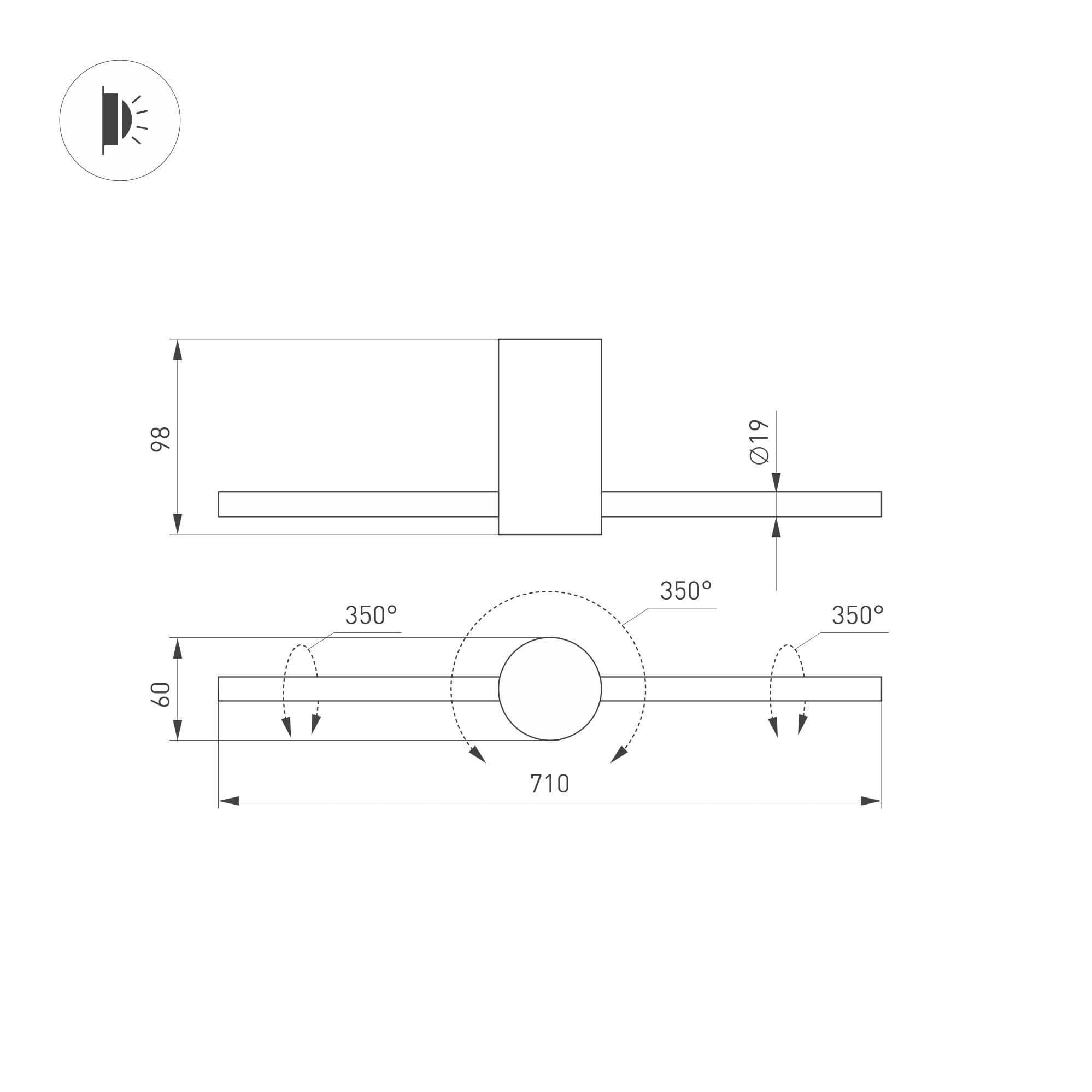 Arlight Светильник SP-PICASO-M-TURN-L700-12W Day4000 (GD, 100 deg, 230V) (IP20 Металл, 3 года) 037346 — миниатюра 3
