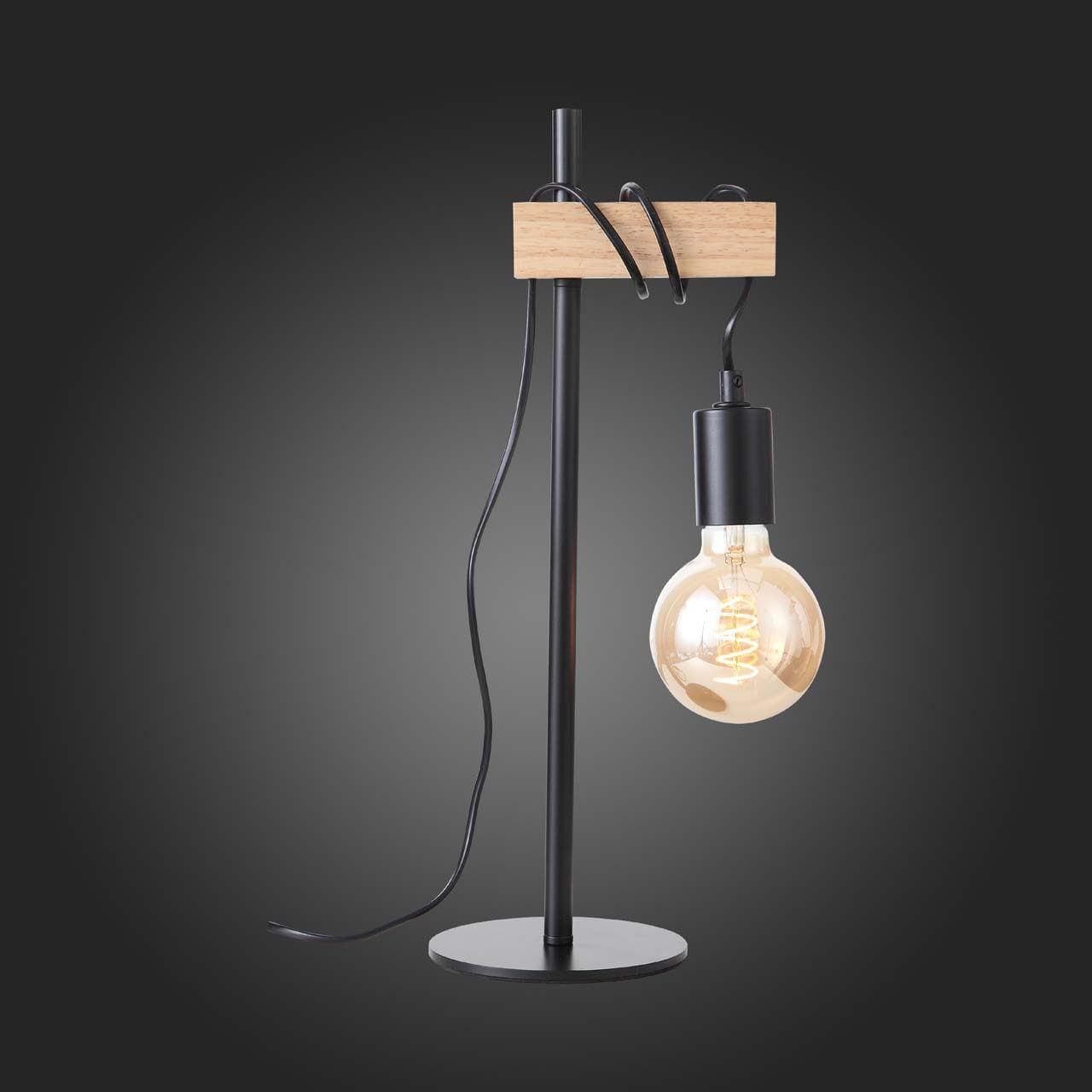 Evoluce SL1142.404.01 Настольная лампа Черный, Светлое дерево E27 1*60W — миниатюра 2