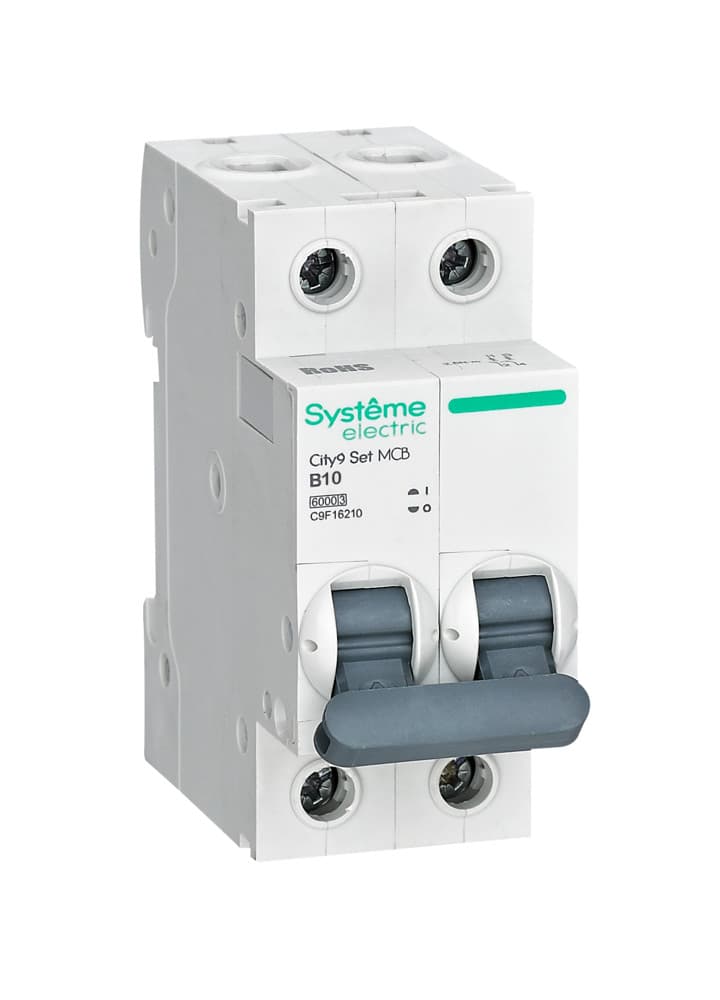 Systeme Electric City9 Set Автоматический выключатель (АВ) B 10А 2P 6kA 230В C9F16210