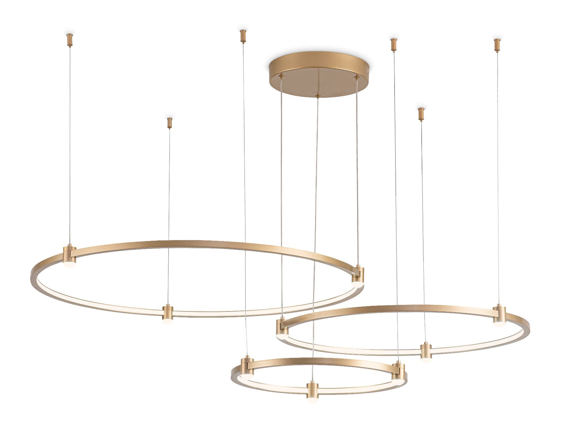 Ambrella Светильник подвесной светодиодный FL5537/3+9 GD золото 90W 3000K/4200K/6400K D800/600/400*1300 (без ПДУ) — миниатюра 1