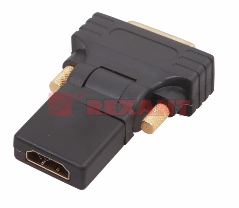 ПереходНИК шт.DVI-D - гн.HDMI поворотный GOLD Rexant 17-6812 — миниатюра 2