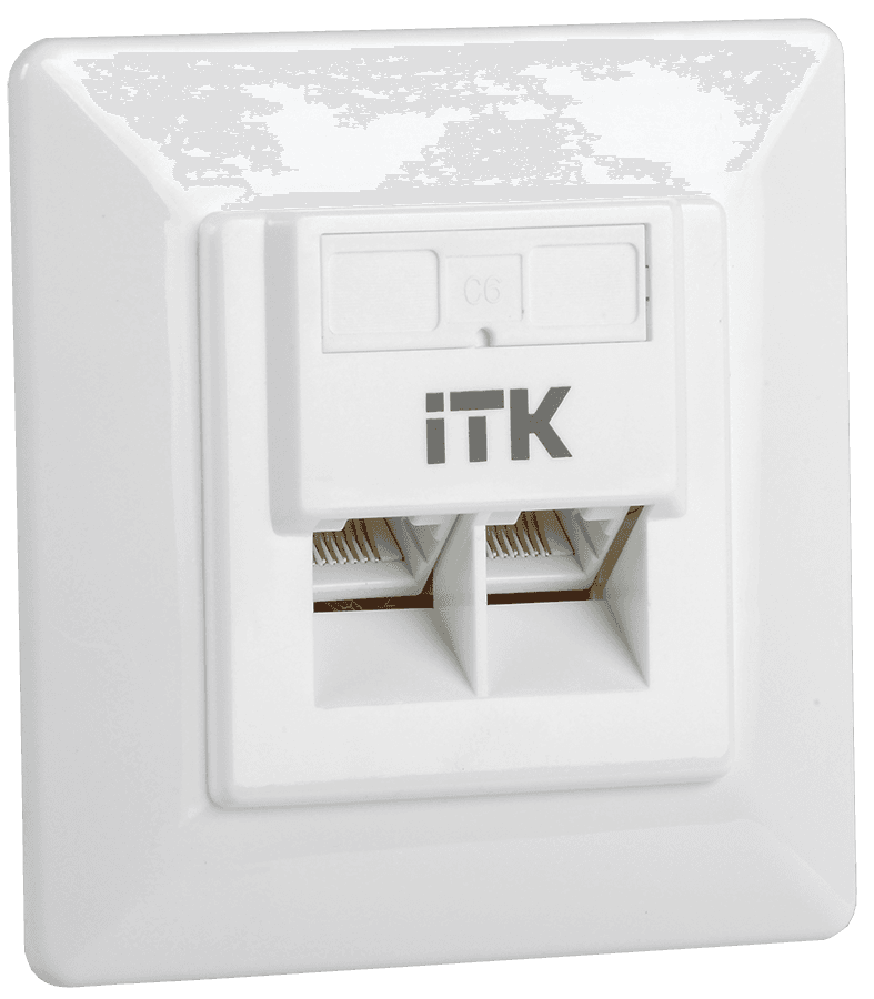 IEK ITK Внутренняя инф. розетка RJ45 кат. 6 UTP 2 порта CS2-1C06U-2-1