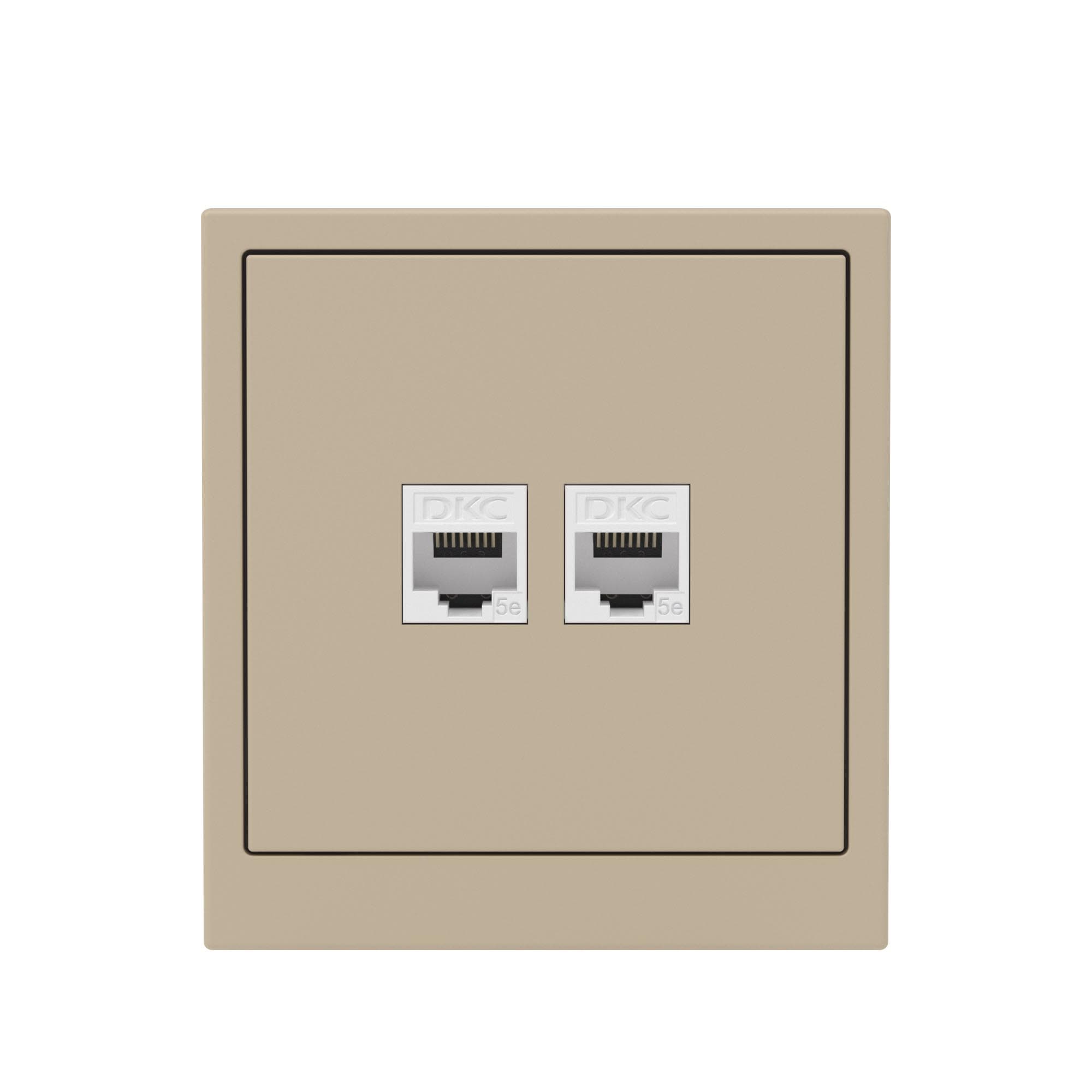 DKC KANT Компьютерная розетка RJ-45 без шторки, кат.5е двойная, ванильный марципан — миниатюра 6