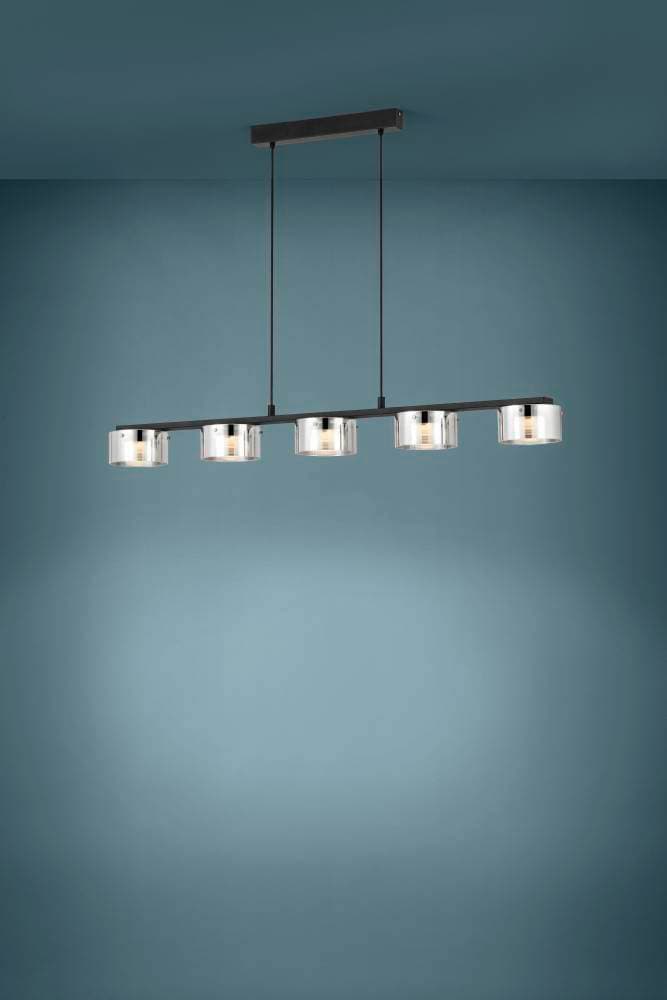 Eglo COPILLOS Подвес светодный димм, 5х7,2W(LED), L1160, B150, H1500, 2850lm, сталь, черный/стекло с напыл., черный-прозрачный 39875 — миниатюра 2