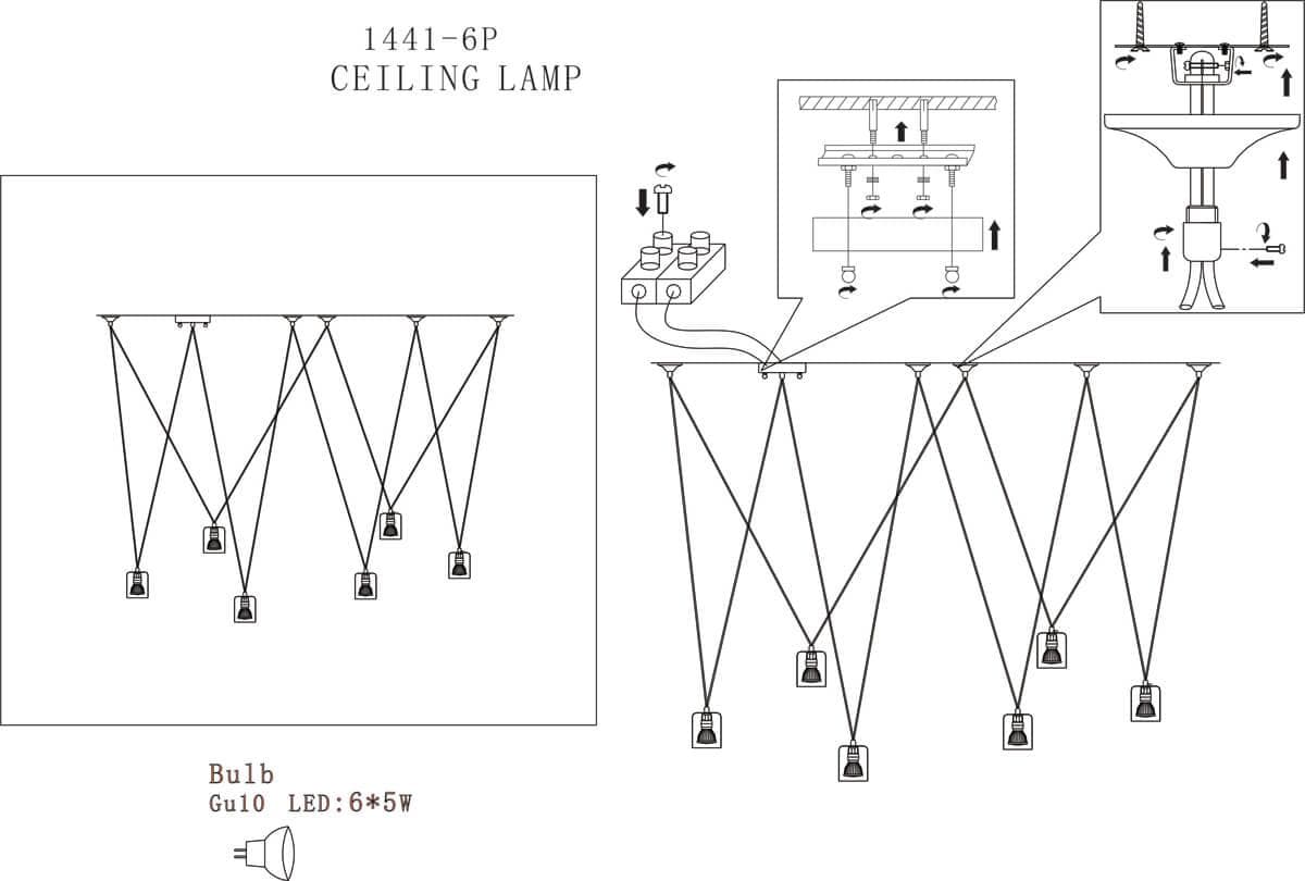Favourite Actuel Черная Люстра 6*GU10 LED*5W included 1441-6P — миниатюра 2