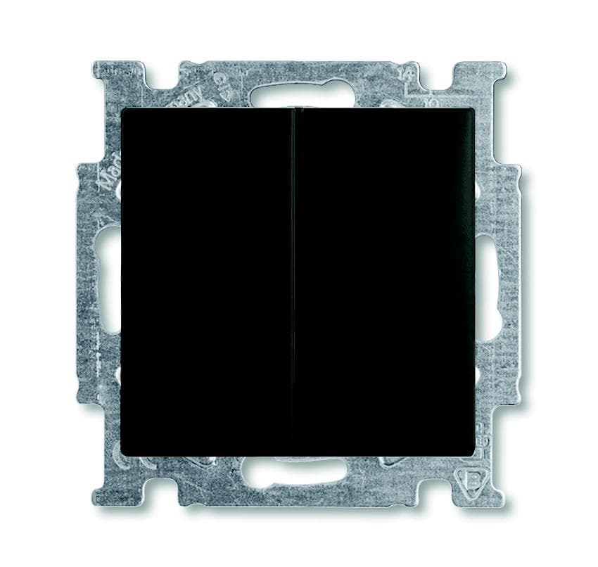 ABB BJB Basic 55 Шато (чёрн) Выключатель 2-клавишный с подсветкой 2CKA001012A2178