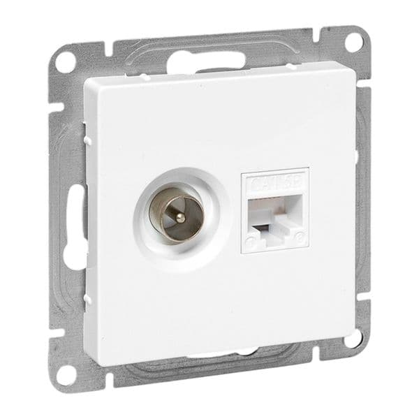 EKF Механизм розетки TV+RJ45 (cat5), белый Эпика