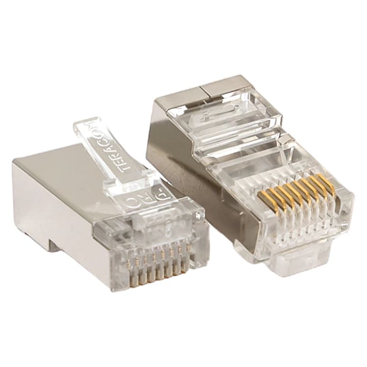 EKF TeraLINK PRO Коннектор RJ-45 TeraLINK PRO экранированный 8P8C 30мкд Cat.5E универсальный (упак.20шт) — миниатюра 1