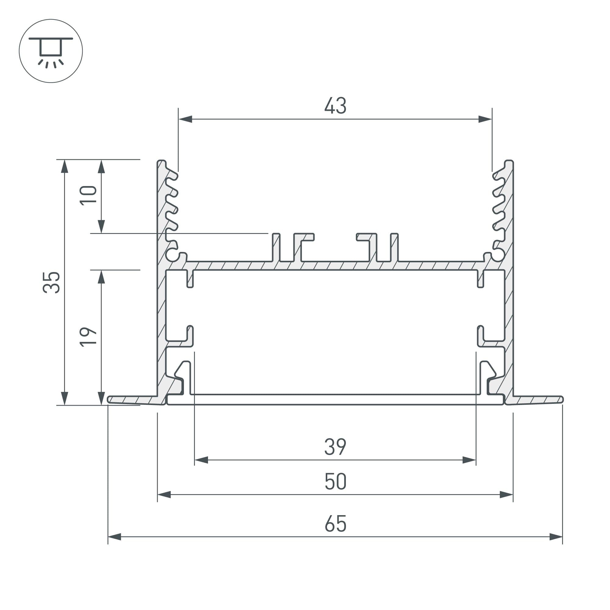 Arlight Профиль SL-LINIA65-F-2000 ANOD (Алюминий) 029033 — миниатюра 3
