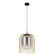 Eglo 39695 Подвесной потолочный светильник (люстра) CAMINATA, 1x40W, E27, H1500, Ø350, сталь, черный, золотой/матовое стекло, черный полупрозрачный