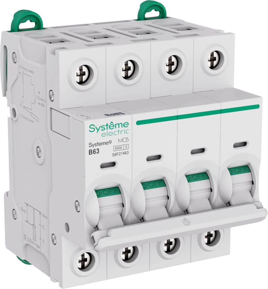 Systeme Electric Systeme9 Автоматический выключатель (АВ) B 63A 4P 6kA 400В