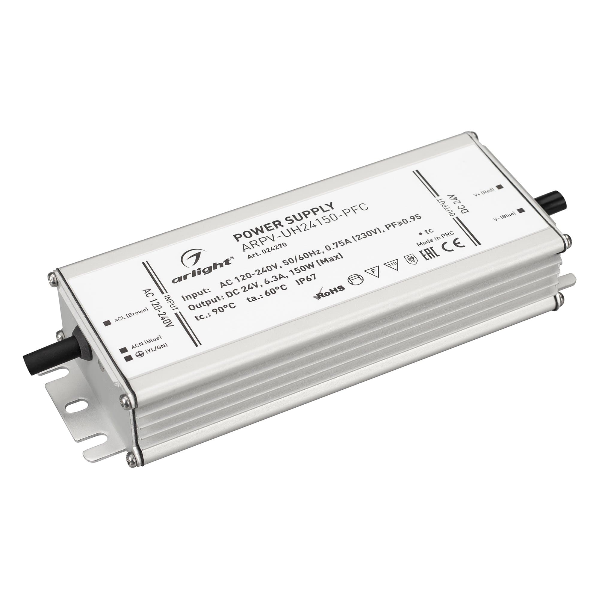 Arlight Блок питания ARPV-UH24150-PFC (24V, 6.3A, 150W) (IP67 Металл, 7 лет) 024270 — миниатюра 1