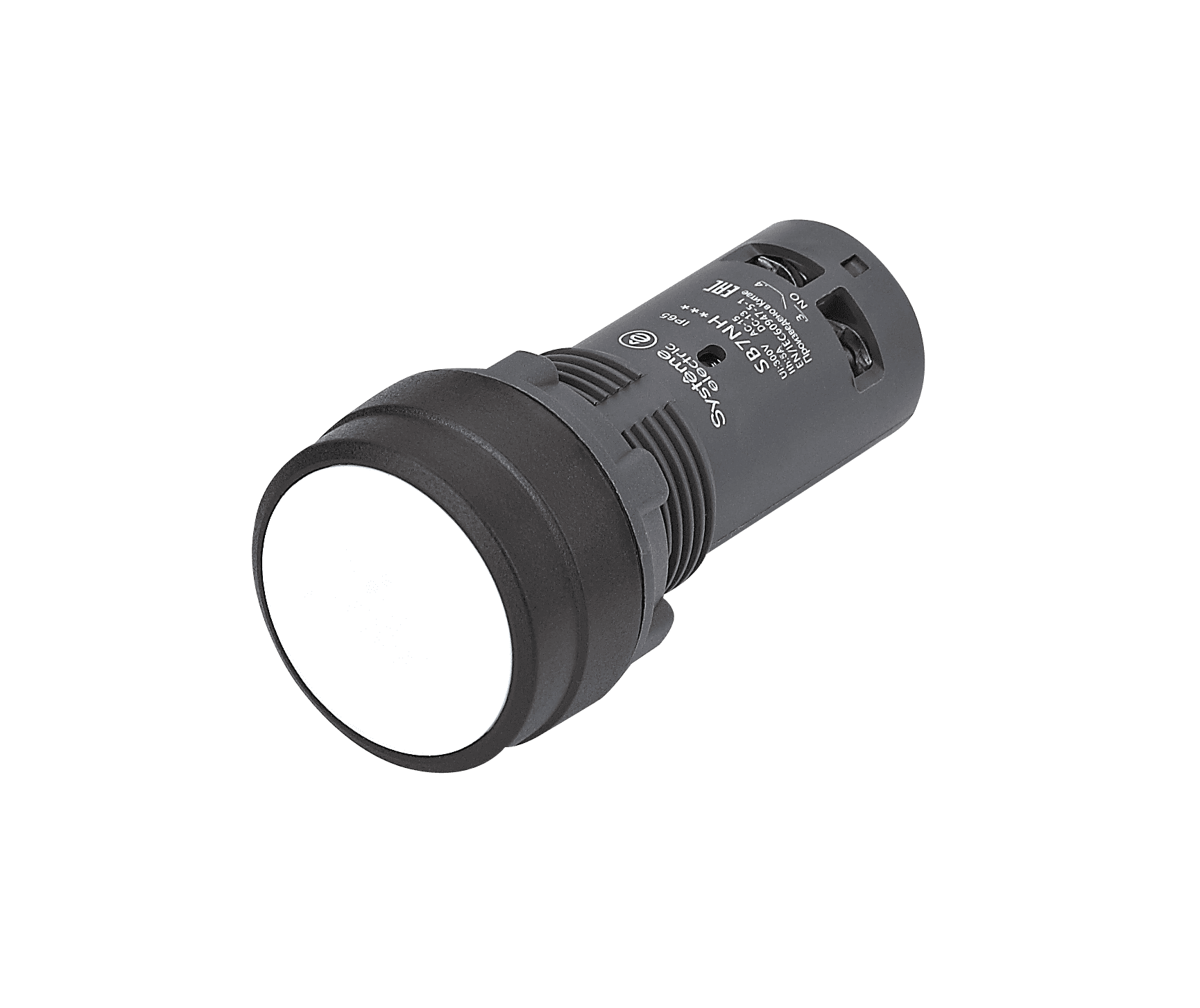 Systeme Electric Кнопка SB7 моноблочная 22мм белая с фиксацией, пластик, 1НО, IP65