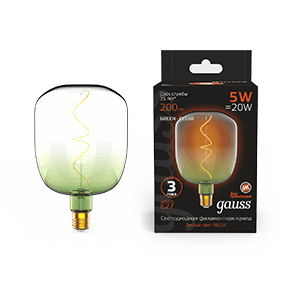 Gauss Лампа Filament V140 5W 200lm 1800К Е27 green-clear flexible LED 1009802105 — миниатюра 1