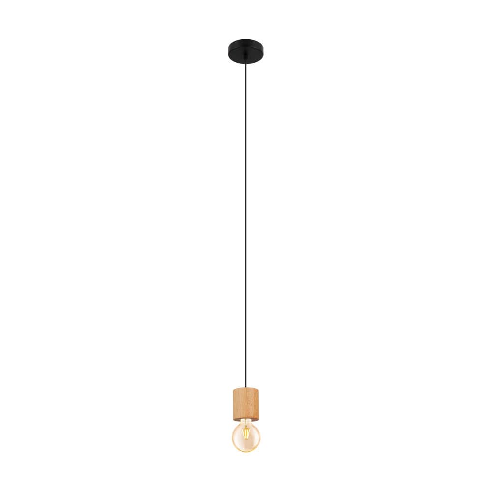 Eglo 99078 Подвес TURIALDO, 1x28W(E27), Ø105, H1100, дерево, сталь/ коричневый, черный