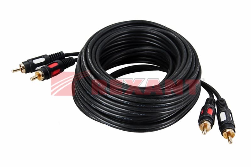 Шнур 2RCA шт - 2RCA шт 3М (GOLD) Rexant 17-0145 — миниатюра 2