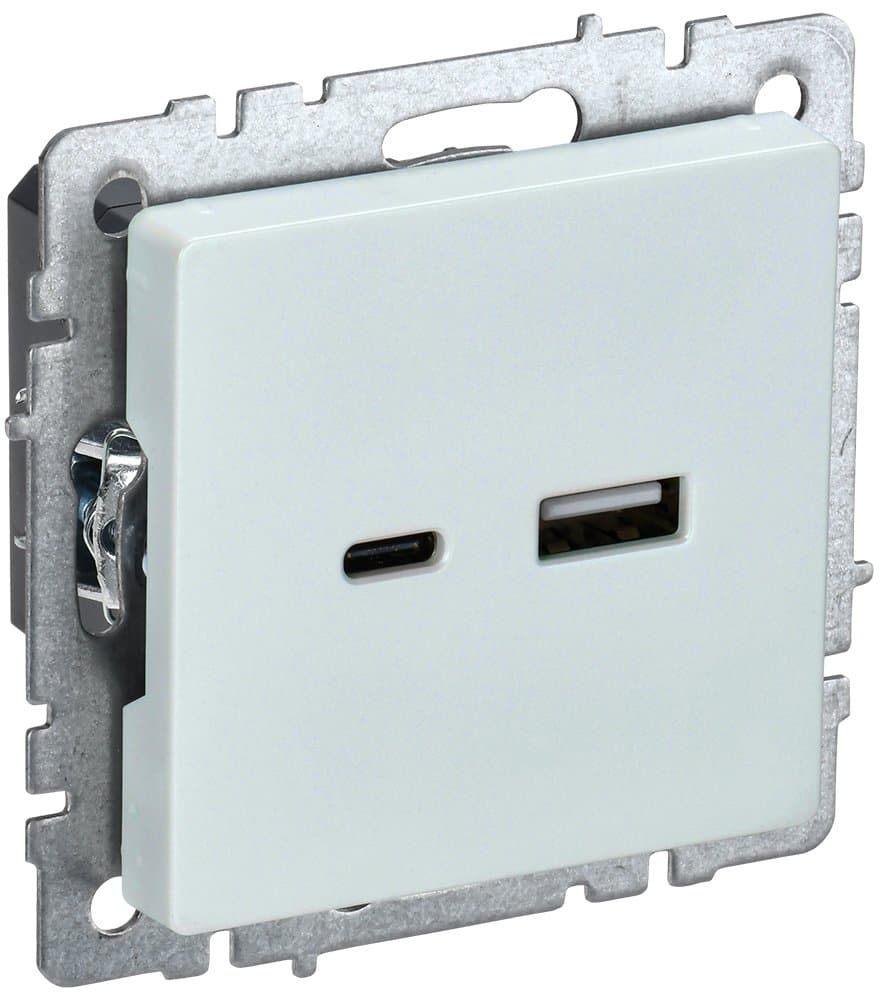 IEK BRITE BASE Жемчуг Розетка USB A+C 18Вт РЮ11-1-БрЖ