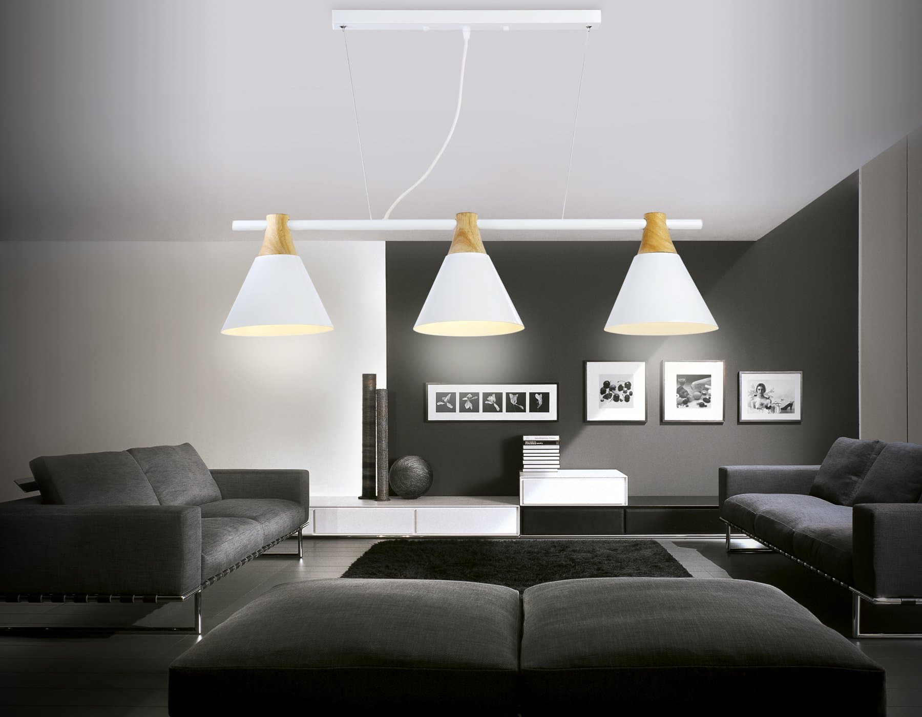 Ambrella Подвесной светильник в стиле лофт TR8196/3 WH/LW белый/светлое дерево E27*3 max 40W 880*200*1010 — миниатюра 2