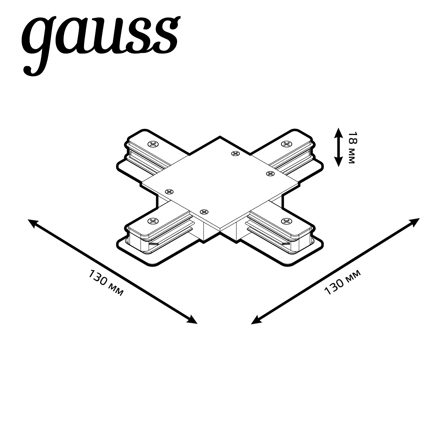 Gauss Коннектор для встраиваемых трековых шинопроводов (+) белый TR138 — миниатюра 2
