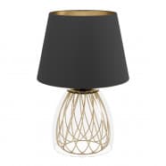 Eglo 390039 Настольная лампа JAZMINIA, 1x40W, E27, H455, Ø300, основание: Ø195, сталь, черный, латунь/текстиль, черный, латунь