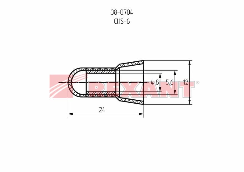 Концевая изолированная ЗАГЛУШКА ø4.8мм 8мм² (КИЗ-3) Rexant 08-0704 — миниатюра 2