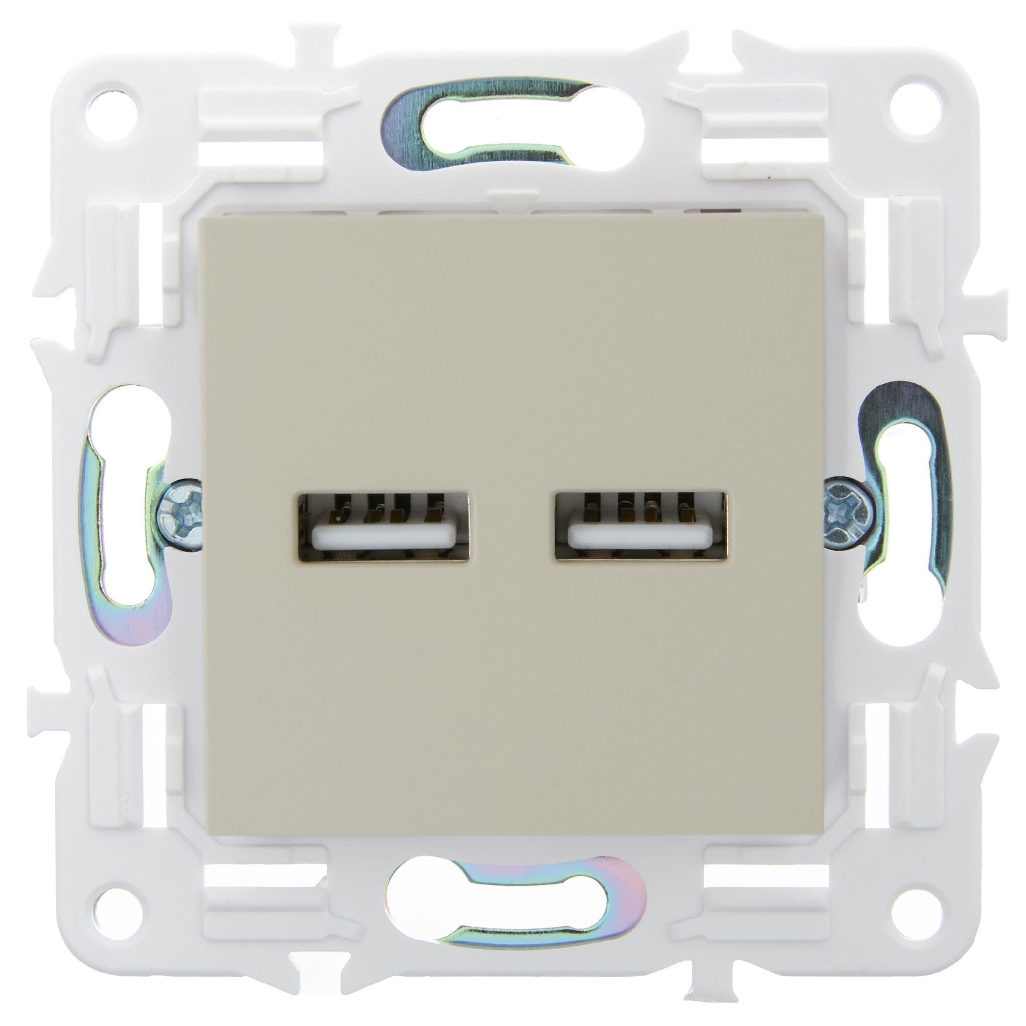 IEK SKANDY Бежевый Розетка USB A+A 3,1А SK-R15B — миниатюра 2