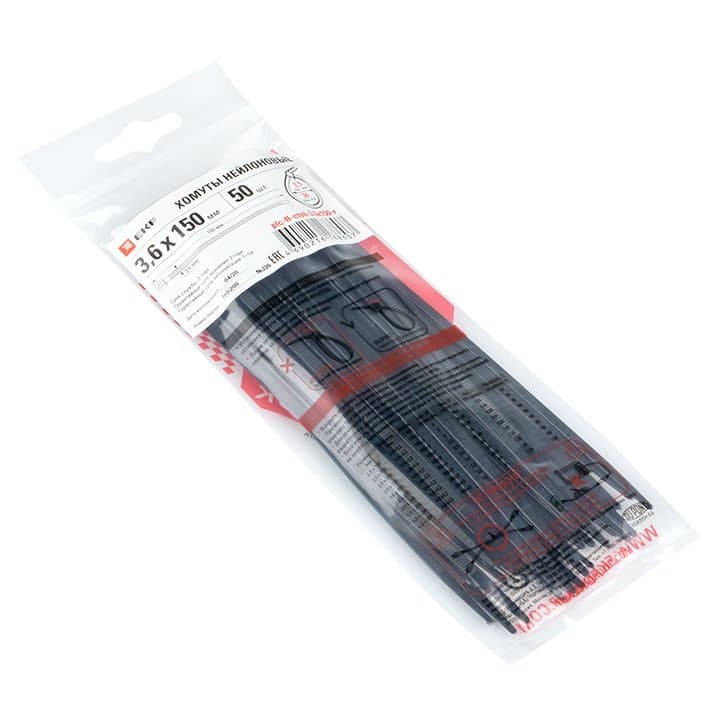 EKF PROxima Хомут P6.6 стандартный (ч), 3.6x150 (50шт) FlexLock — миниатюра 2