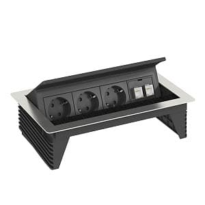 OBO Bettermann Настольный бокс с крышкой DBK (3 розетки 220В, 2хRJ45 категория 6 экранированные) нержавеющая сталь 6116806 — миниатюра 2