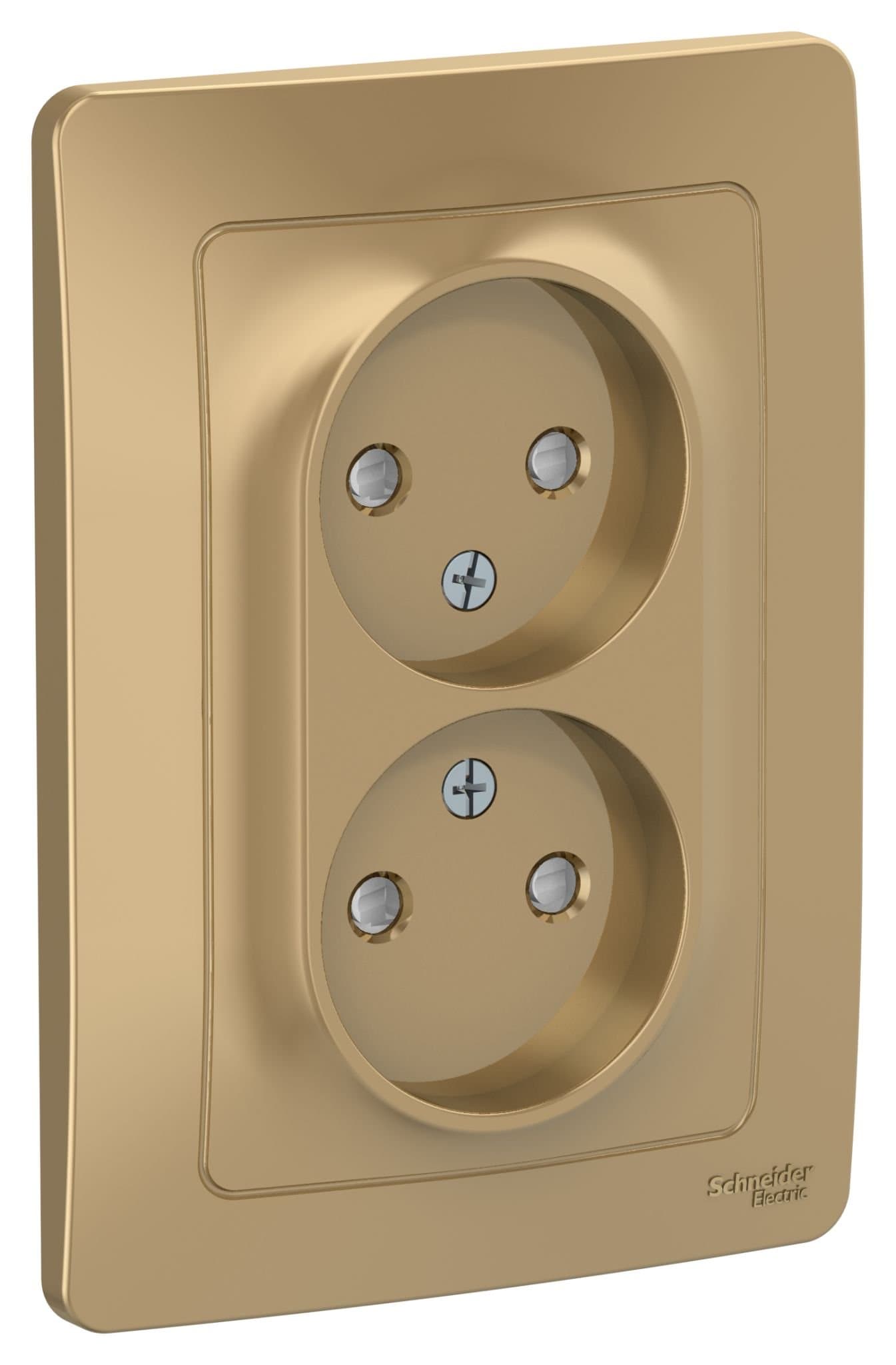 Systeme Electric Blanca внутр Титан Розетка 2-ая б/з со шторками, 16А, 250В — миниатюра 2