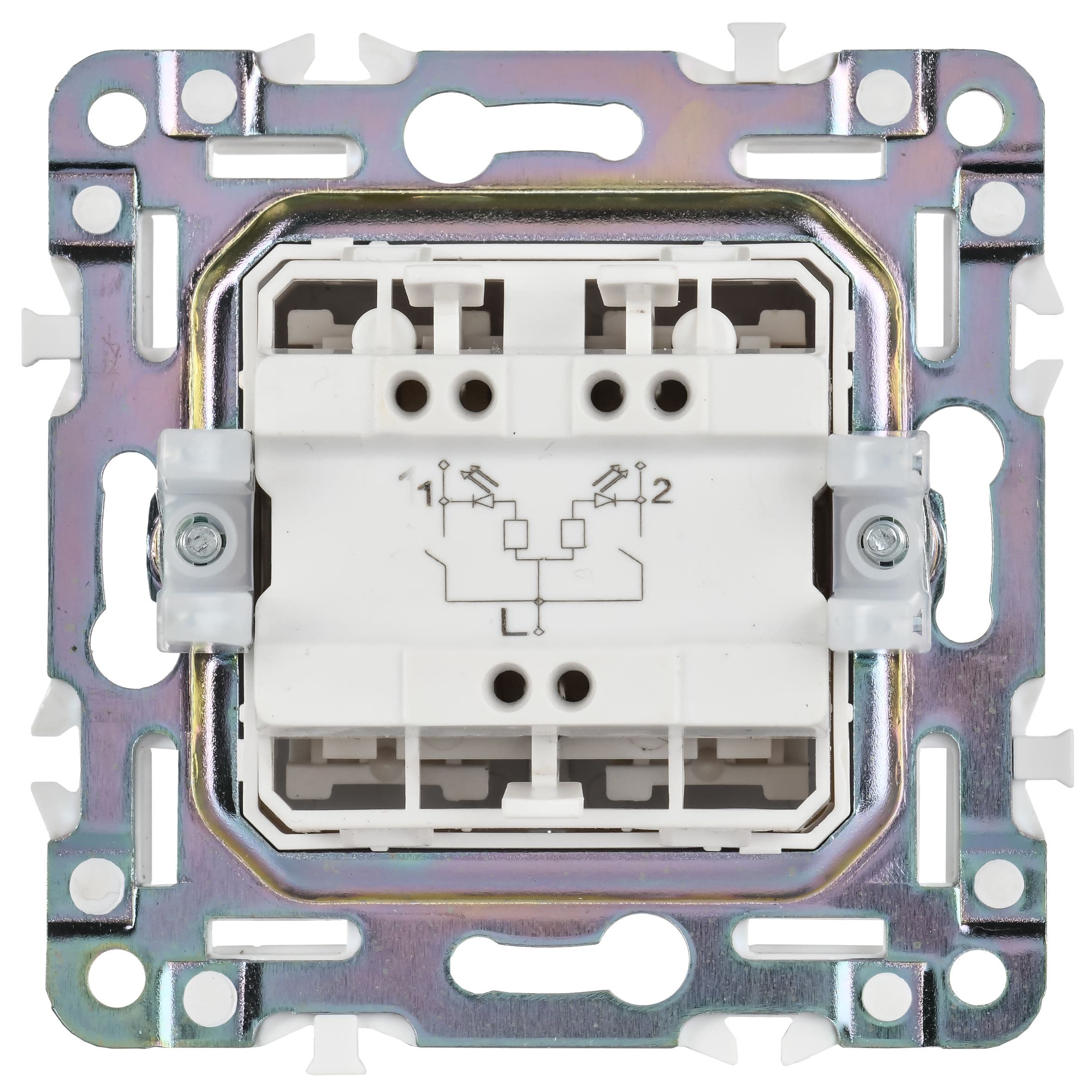 IEK SKANDY Серый Выключатель 2-клавишный с индикацией 10А SK-V09Gr — миниатюра 3