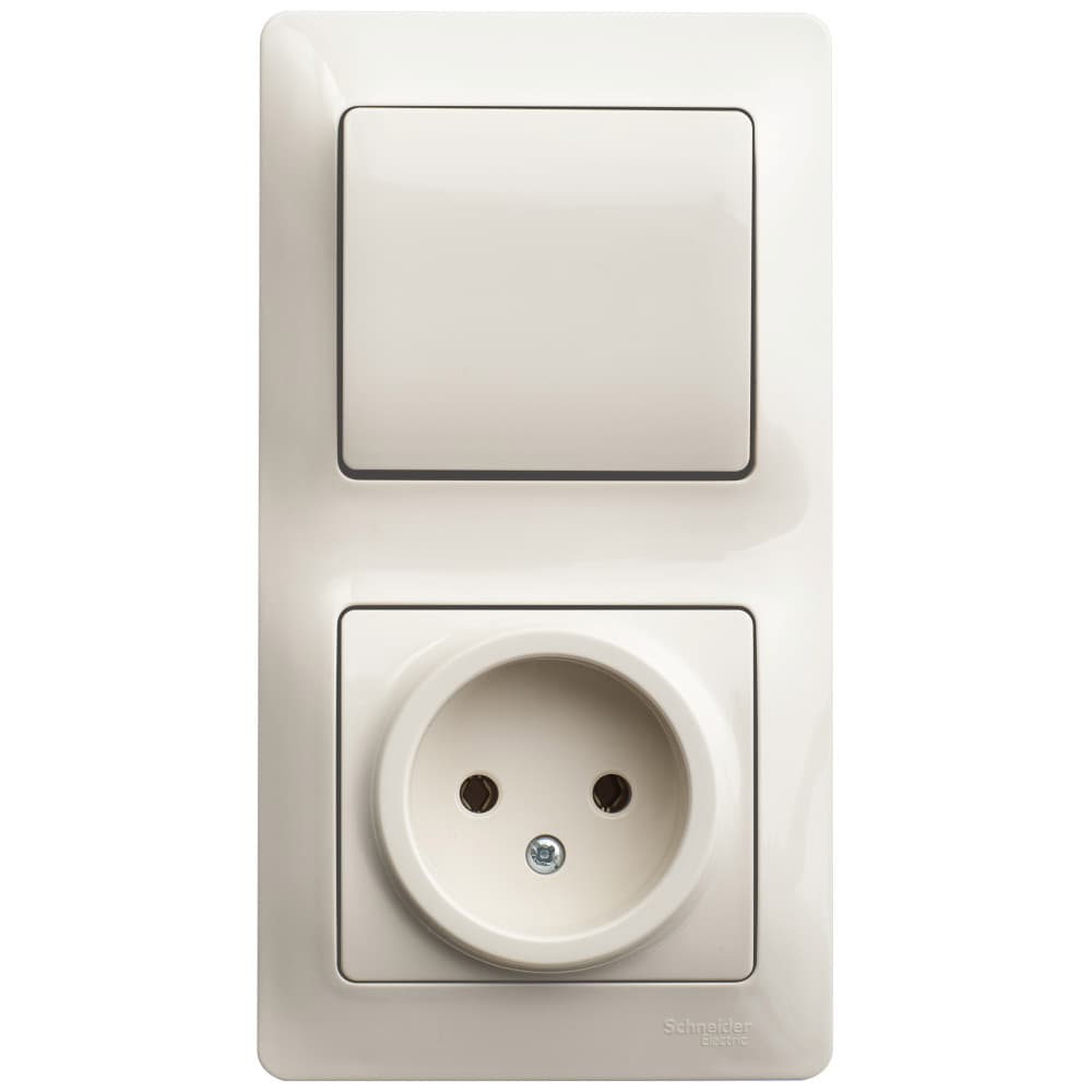 Systeme Electric Glossa Беж Блок: розетка и 1-кл. выключатель