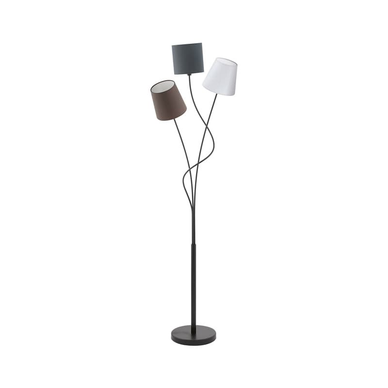 Eglo Торшер MARONDA с ножн. выкл., 3х40W (E14), L275, H1520, сталь, черный/текстиль, стекло, антрацит, белый, коричневый 94995