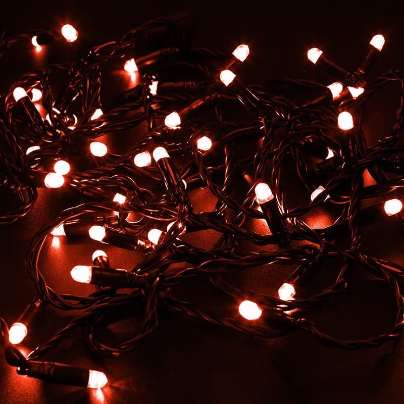 NEON-NIGHT Гирлянда Нить 10м, с эффектом мерцания, черный ПВХ, 24В, цвет: Красный 305-242