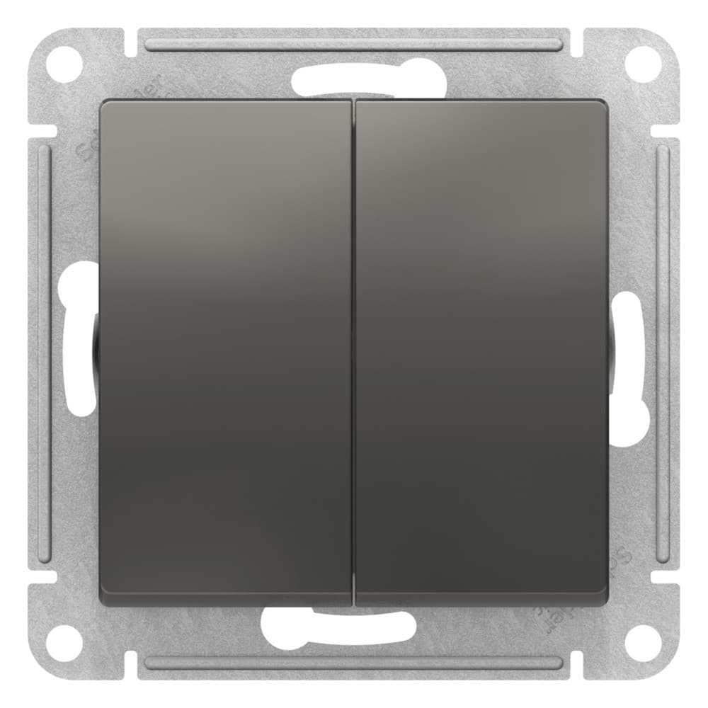 Systeme Electric AtlasDesign Сталь Переключатель 2-клавишный перекрестный, 2 x сх. 7, 10АХ, механизм