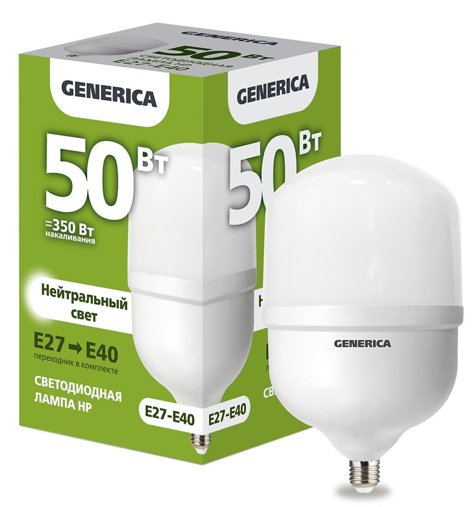 IEK GENERICA Лампа LED HP 50Вт 230В 4000К E27-E40 LL-HP-50-230-40-E27-E40-G
