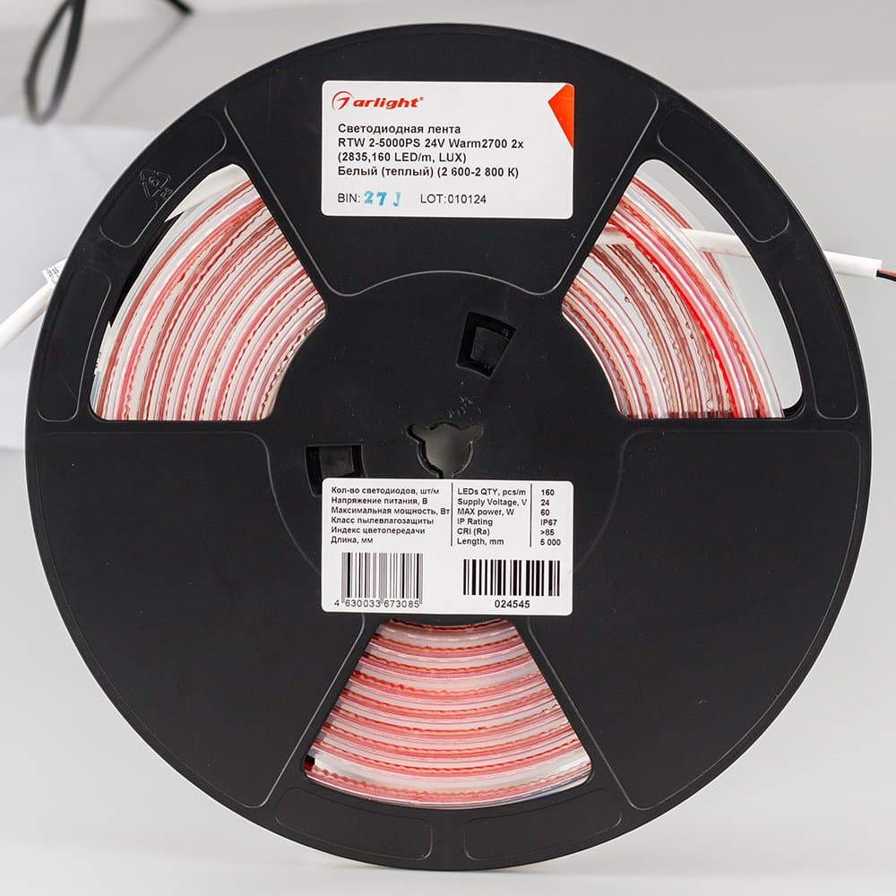 Arlight Светодиодная лента герметичная RTW-PS-A160-10mm 24V Warm2700 (12 W/m, IP67, 2835, 5m) (высок.эфф.150 лм/Вт) 024545(2) — миниатюра 3