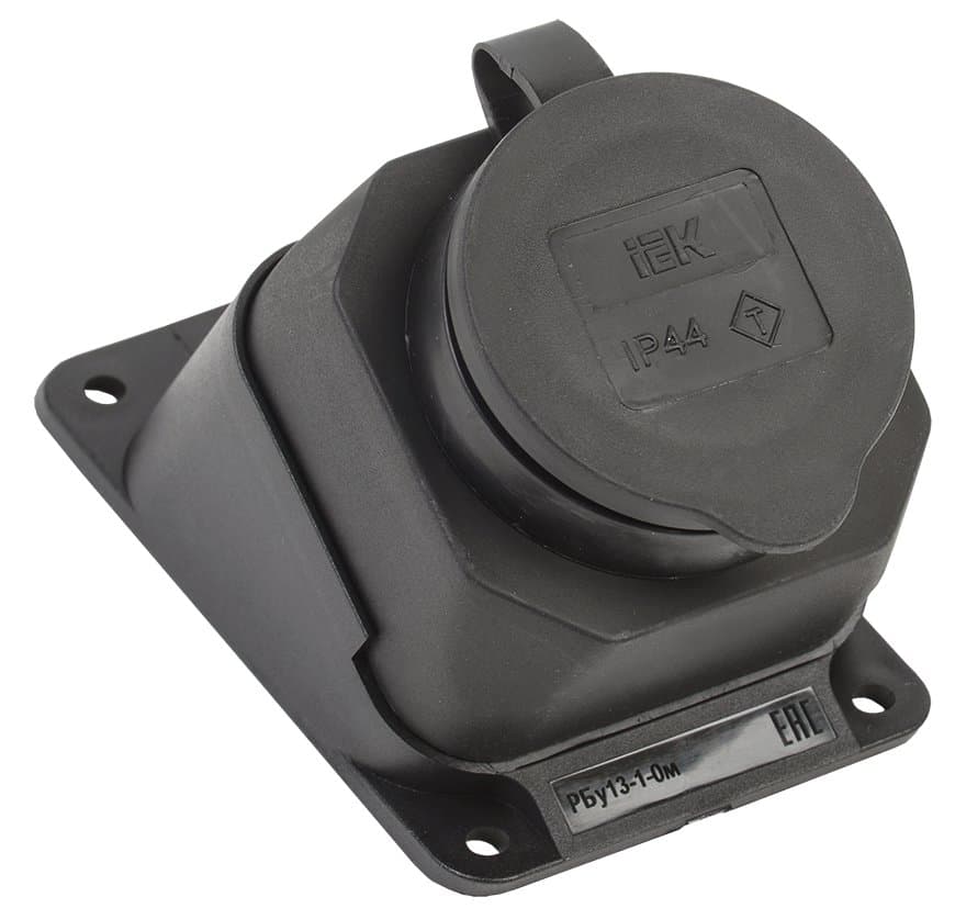 IEK OMEGA РБу13-1-0м Розетка с защитной крышкой угловая настенная IP44