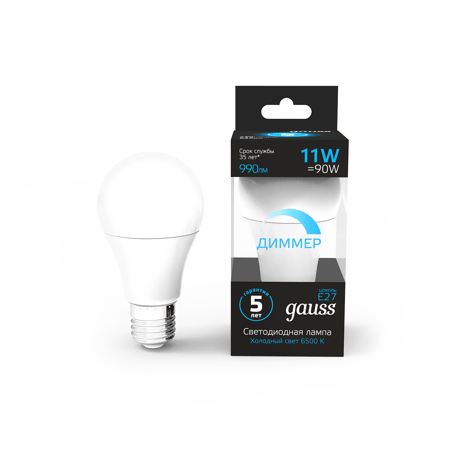 Gauss Лампа A60 11W 990lm 6500К E27 диммируемая LED 102502311-D — миниатюра 8