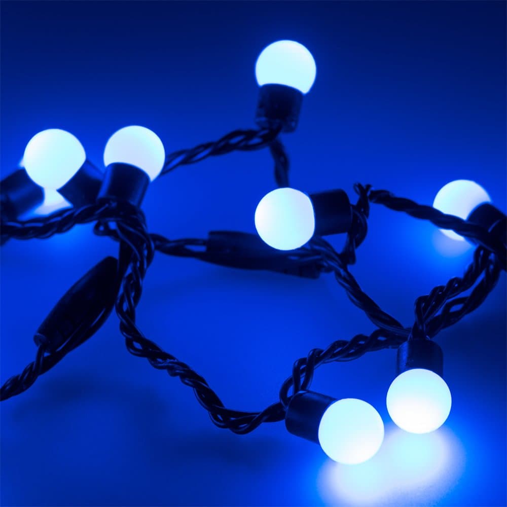 Arlight Светодиодная гирлянда ARD-BALL-CLASSIC-D17.5-10000-BLACK-100LED BLUE (230V, 7W) (Ardecoled, IP65) 025582 — миниатюра 1