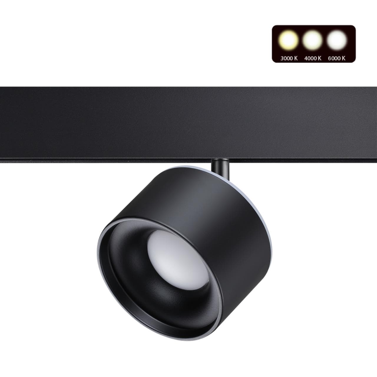 Novotech 358980 SHINO NT22 черный Трековый светильник для низковольного шинопровода с переключ. цв. температуры IP20 LED 3000К\4000К\6000К 12W вниз +